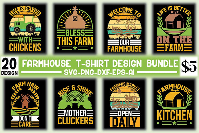 Farmhouse T-shirt Design Bundle SVG SVGista 