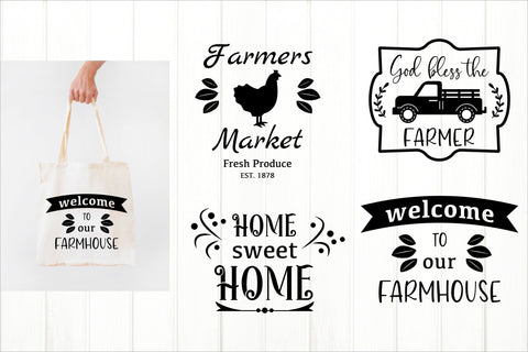 Farmhouse Tote Bag SVG. Tote Bag Quotes Mini Bundle SVG Olga Terlyanskaya 