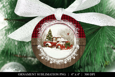 Farmhouse Truck Rustic Ornament Sublimation Sublimation BijouBay 