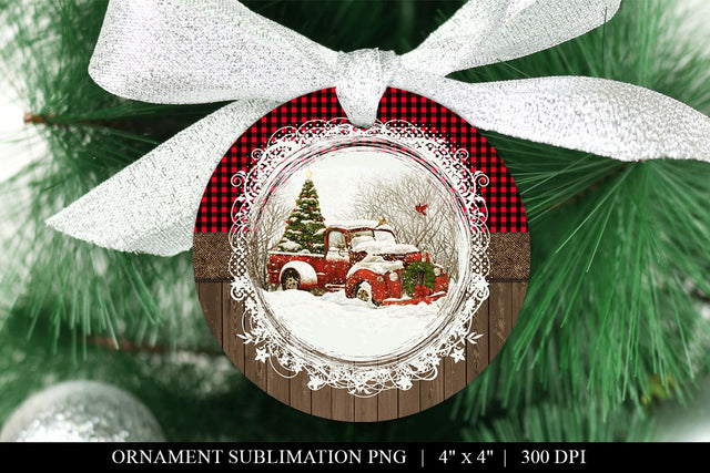 Farmhouse Truck Rustic Ornament Sublimation Sublimation BijouBay 