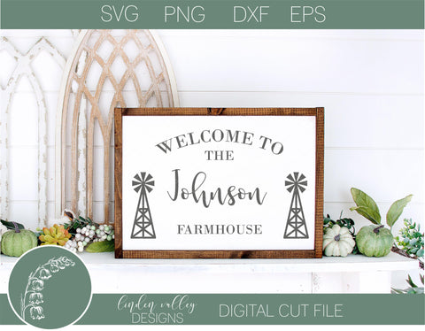 Farmhouse Windmill Family Name SVG SVG Linden Valley Designs 
