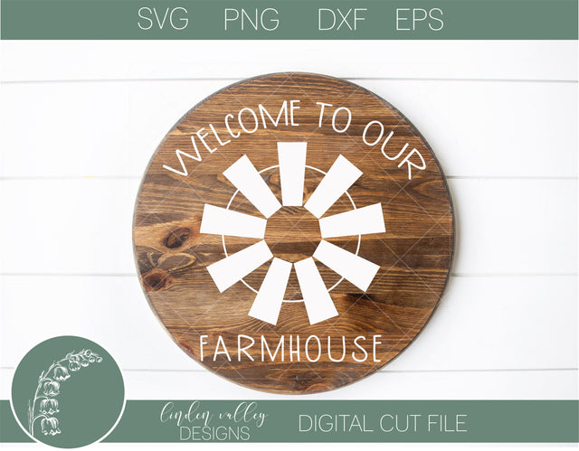 Farmhouse Windmill Round SVG SVG Linden Valley Designs 
