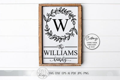 Farmhouse Wreath Monogram SVG | Farmhouse Sign | DXF and more! SVG Diva Watts Designs 