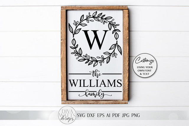 Farmhouse Wreath Monogram SVG | Farmhouse Sign | DXF and more! SVG Diva Watts Designs 