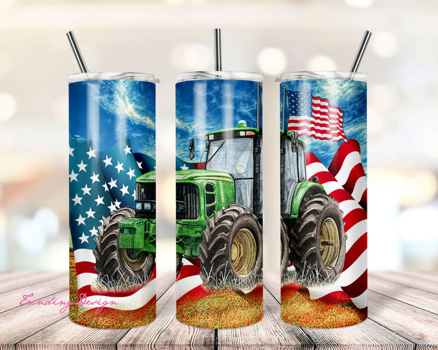 Farming Inspired Tractor Skinny Tumbler Wrap 20oz PNG Sublimation Designs, Tractor in the Barnyard, Farm Tractor PNG File Digital Download Sublimation TrendingDesign 