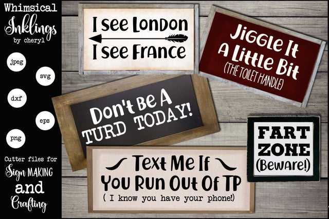 Fart Zone Bathroom SVG set SVG Whimsical Inklings 