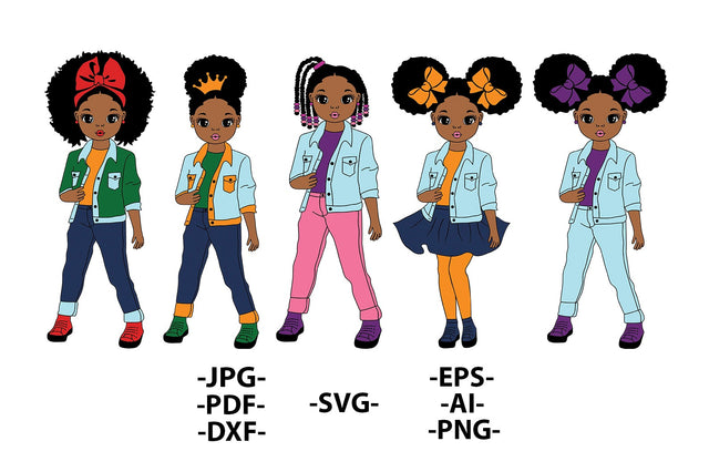 Fashion Afro Svg, Black Girl Bundle Svg, Sweet Girls Svg, 5 Unique Black Girl Designs, Cornrow HairStyle Svg, Afro Woman Svg, Glamour Female SVG 1uniqueminute 