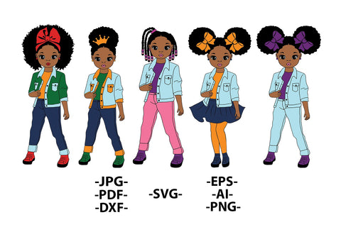 Fashion Afro Svg, Black Girl Bundle Svg, Sweet Girls Svg, 5 Unique Black Girl Designs, Cornrow HairStyle Svg, Afro Woman Svg, Glamour Female SVG 1uniqueminute 