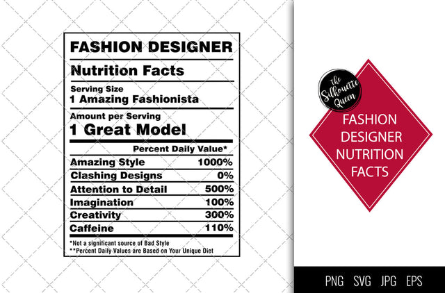 Fashion Designer Nutrition facts svg – Nutrition svg –Fashion Designer facts clipart – Baseball label svg – eps, png, svg for cricut SVG Loveleen Kaur 
