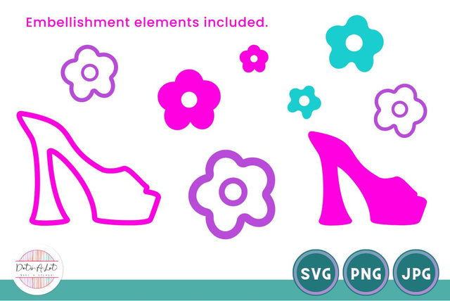 Fashion Doll Themed Flowers and Shoes Cut File SVG Dots-A-Lot 