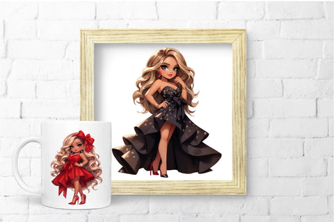 Fashion Girl Clipart Bundle - Chibi Glam Girl Clipart Sublimation OrangeBrushStudio 