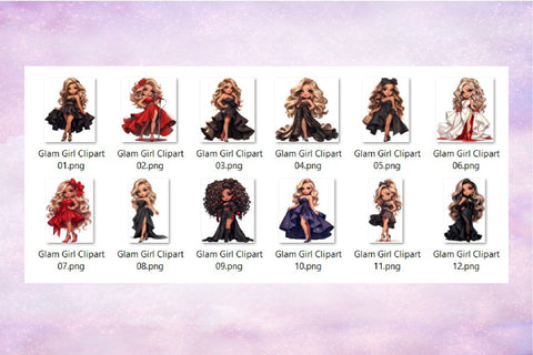 Fashion Girl Clipart Bundle - Chibi Glam Girl Clipart Sublimation OrangeBrushStudio 