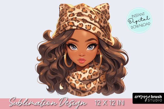 Fashion Girl Clipart, Leopard Print Sublimation, Cute Girl Sublimation OrangeBrushStudio 