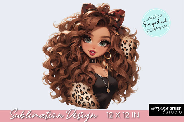 Fashion Girl Clipart, Leopard Print Sublimation, Cute Girl Sublimation OrangeBrushStudio 