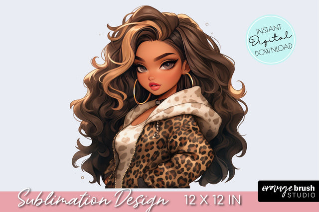 Fashion Girl Clipart, Leopard Print Sublimation, Pretty Girl Sublimation OrangeBrushStudio 