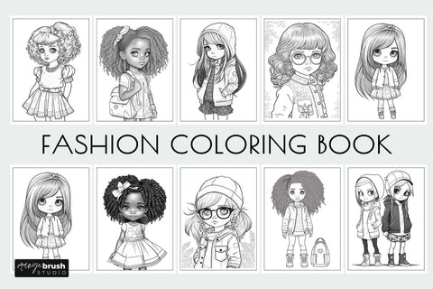 Fashion Girls Coloring Book | Printable Kids Coloring Pages Sublimation OrangeBrushStudio 