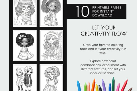 Fashion Girls Coloring Book | Printable Kids Coloring Pages Sublimation OrangeBrushStudio 