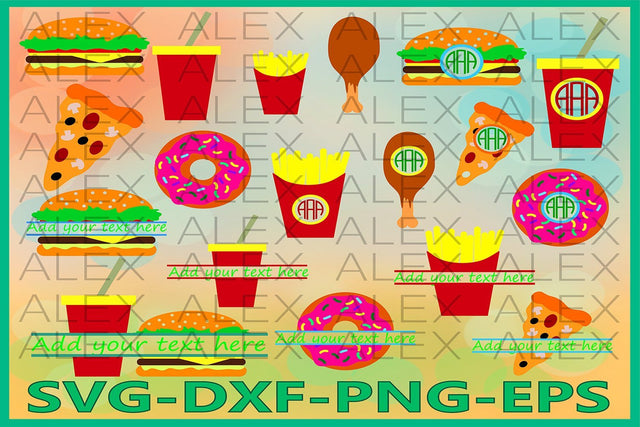 Fast Food Monogram Svg SVG AlexSVGStudio 