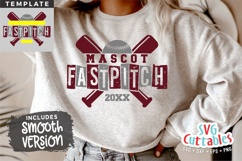 Fastpitch svg - Fastpitch Template 008 - svg - eps - dxf - png - Silhouette - Cricut Cut File - Softball Team - Digital File SVG Svg Cuttables 