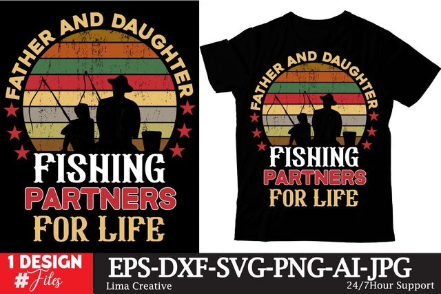 Father And Daughter Fishing Partners For Life SVG Cute File, Father's Day retro T-shirt Design, Dad Sublimation PNG, Father's Day Retro Vintage T-shirt Design, Father's Day Clip Art,Dad SVG Bundle SVG Insomnia Std 