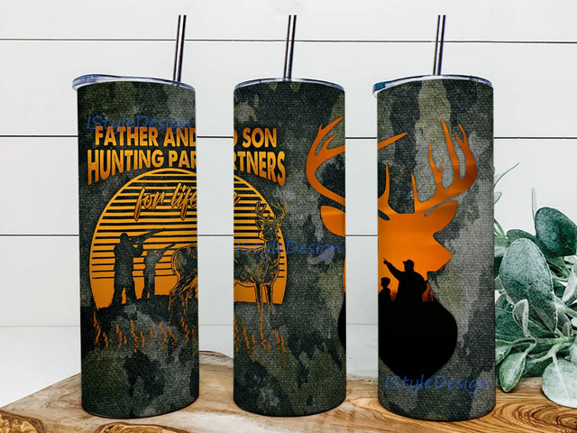 Father and Son Hunting Partners for Life Tumbler PNG, Father and Son, Father and Son , 20oz Skinny Tumbler Sublimation Designs Sublimation iStyleDesign 