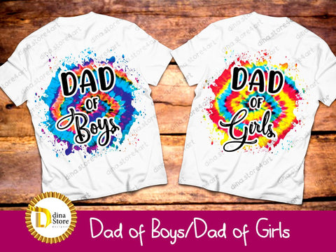 Father day designs Dad of Boys & Dad of Girls with Tie Dye Sublimation Dina.store4art 