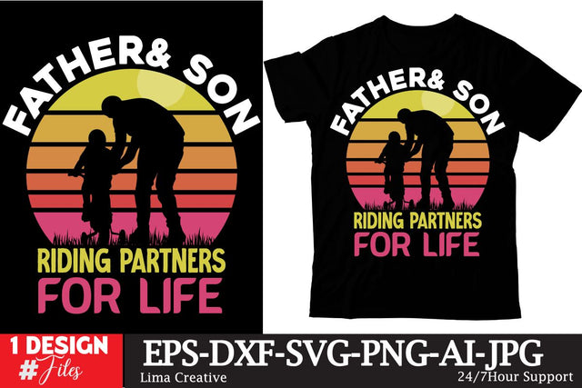Father & Son Riding Partners For Life SVG Cute File, Father's Day retro T-shirt Design, Dad Sublimation PNG, Father's Day Retro Vintage T-shirt Design, Father's Day Clip Art,Dad SVG Bundle SVG Insomnia Std 