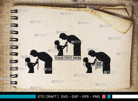 Father With Kid Monogram, Father With Kid Silhouette, Father With Kid SVG, Father Svg, Kid Svg, SB00357 SVG ETC Craft 
