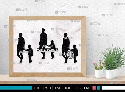 Father With Kid Monogram, Father With Kid Silhouette, Father With Kid SVG, Father Svg, Kid Svg, SB00357 SVG ETC Craft 