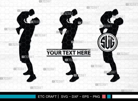 Father With Kid Monogram, Father With Kid Silhouette, Father With Kid SVG, Father Svg, Kid Svg, SB00357 SVG ETC Craft 