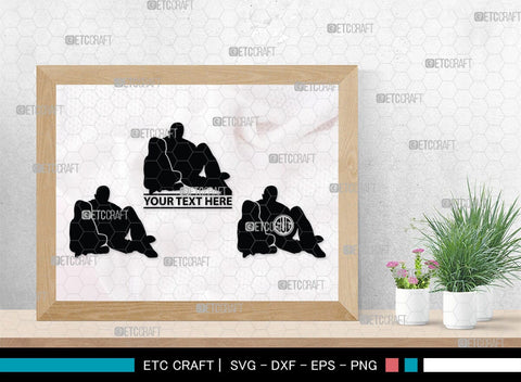 Father With Kid Monogram, Father With Kid Silhouette, Father With Kid SVG, Father Svg, Kid Svg, SB00357 SVG ETC Craft 