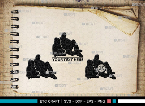 Father With Kid Monogram, Father With Kid Silhouette, Father With Kid SVG, Father Svg, Kid Svg, SB00357 SVG ETC Craft 