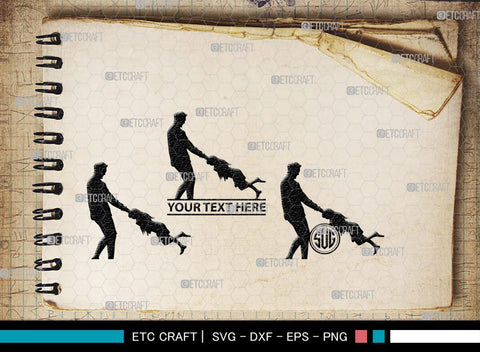 Father With Kid Monogram, Father With Kid Silhouette, Father With Kid SVG, Father Svg, Kid Svg, SB00357 SVG ETC Craft 