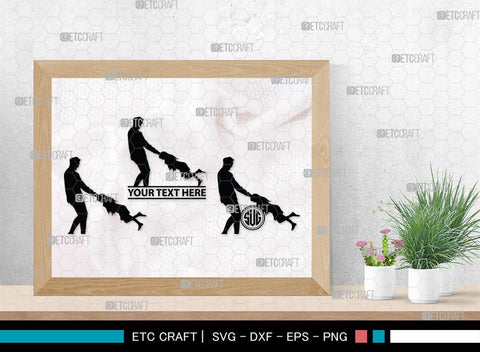 Father With Kid Monogram, Father With Kid Silhouette, Father With Kid SVG, Father Svg, Kid Svg, SB00357 SVG ETC Craft 