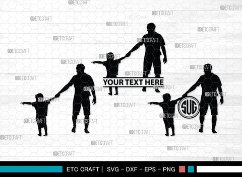 Father With Kid Monogram, Father With Kid Silhouette, Father With Kid SVG, Father Svg, Kid Svg, SB00357 SVG ETC Craft 