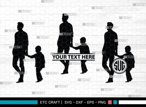 Father With Kid Monogram, Father With Kid Silhouette, Father With Kid SVG, Father Svg, Kid Svg, SB00357 SVG ETC Craft 