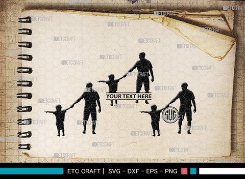 Father With Kid Monogram, Father With Kid Silhouette, Father With Kid SVG, Father Svg, Kid Svg, SB00357 SVG ETC Craft 