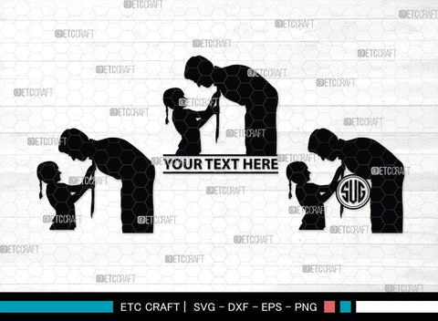 Father With Kid Monogram, Father With Kid Silhouette, Father With Kid SVG, Father Svg, Kid Svg, SB00357 SVG ETC Craft 