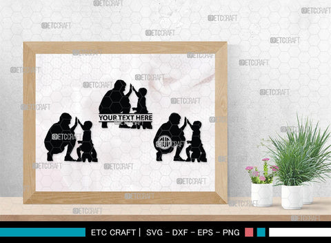 Father With Kid Monogram, Father With Kid Silhouette, Father With Kid SVG, Father Svg, Kid Svg, SB00357 SVG ETC Craft 