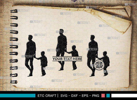 Father With Kid Monogram, Father With Kid Silhouette, Father With Kid SVG, Father Svg, Kid Svg, SB00357 SVG ETC Craft 