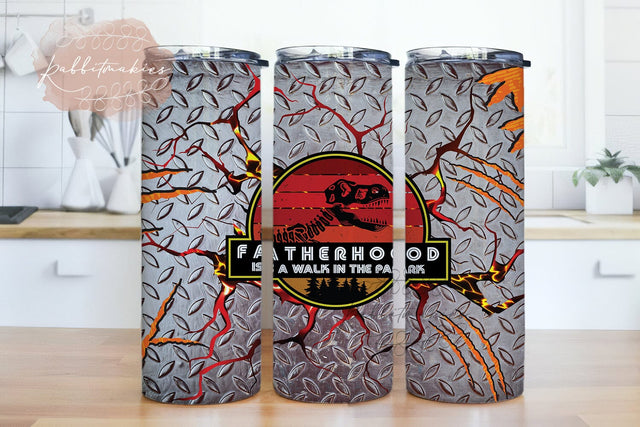 Fatherhood Is A Walk In The Park 20oz Skinny Tumbler Sublimation Design Templates Dinosaur Tumbler Straight_Warped PNG File Digital Download Sublimation Rabbitmakies 