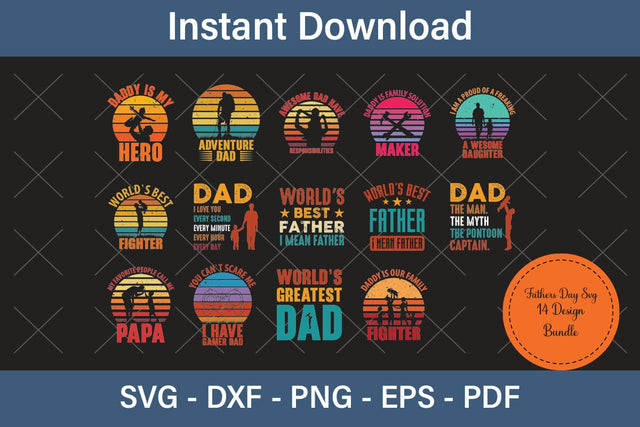 Fathers Day 14 Svg Bundle, Best Dad Ever Svg, Daddy Svg, Father Day Svg, Grandpa Svg, Papa Svg – Printable, Cricut & Silhouette SVG Debashish Barman 