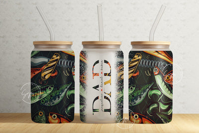 Fathers Day, 16 oz Libbey Glass Can Tumbler Sublimation Design PNG, Fishing Dad Tumbler Wrap, Dad Tumbler With Kids Names, Gift for Father Sublimation Syre Digital Creations 