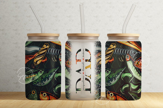 Fathers Day, 16 oz Libbey Glass Can Tumbler Sublimation Design PNG, Fishing Dad Tumbler Wrap, Dad Tumbler With Kids Names, Gift for Father Sublimation Syre Digital Creations 