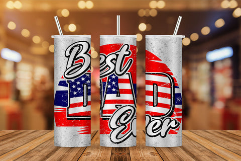 Fathers Day Best Dad Ever USA Flag 4th of July Retro T shirt Tumbler Design Png Sublimation Files Sublimation DesignDestine 
