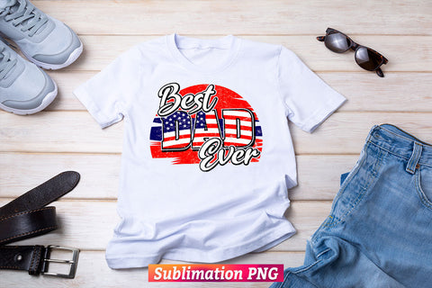 Fathers Day Best Dad Ever USA Flag 4th of July Retro T shirt Tumbler Design Png Sublimation Files Sublimation DesignDestine 