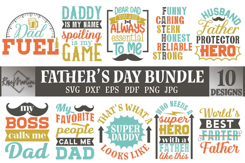 Father's Day Bundle SVG cut files for cutting machines Cricut Silhouette SVG PNG Father's Day SVG Dad Bundle SVG RoseMartiniDesigns 