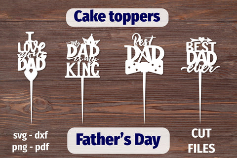 Fathers day Cake topper svg. 4 designs. Laser cut files SVG Angelina Semenova 