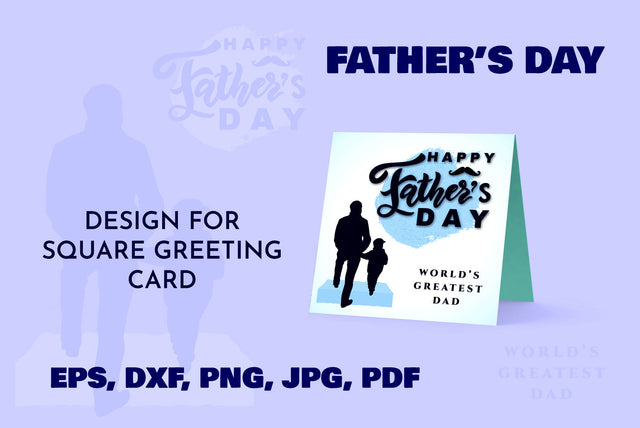 Fathers day card. Father and son silhouette. Card template SVG Angelina Semenova 