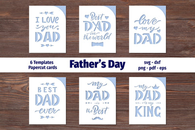 Fathers day card. Papercut cards. Cut files SVG Angelina Semenova 